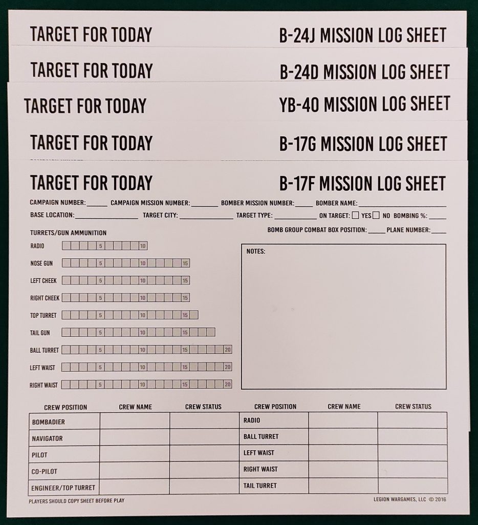 Mission Log Sheet